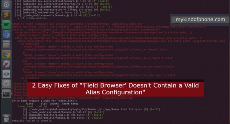 'Field Browser' Doesn't Contain a Valid Alias Configuration"